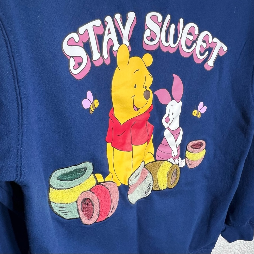 Disney Winnie the Pooh & Piglet Stay Sweet Embroidered Hoodie Women’s M (8-10) - Picture 4 of 8